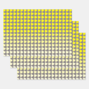Trendy Yellow Grey Heart Pattern Gradient Wrapping Paper Sheet
