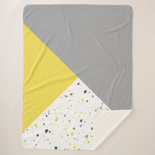Trendy Yellow Grey Terrazzo Sherpa Blanket