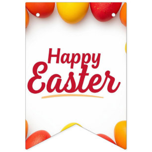 Trendy Yellow & Orange Easter Eggs Pattern Paper P Bunting