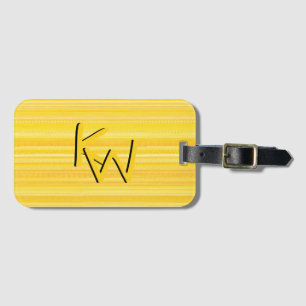Trendy Yellow Pattern Double Monogram Custom Luggage Tag