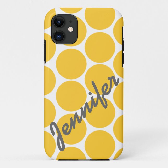 Trendy Yellow Polka Dot Pattern iPhone 5 Case (Back)