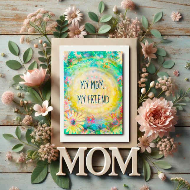 Trendy Yellow Pretty Floral Mum Friend Quote Card (Creator Uploaded)