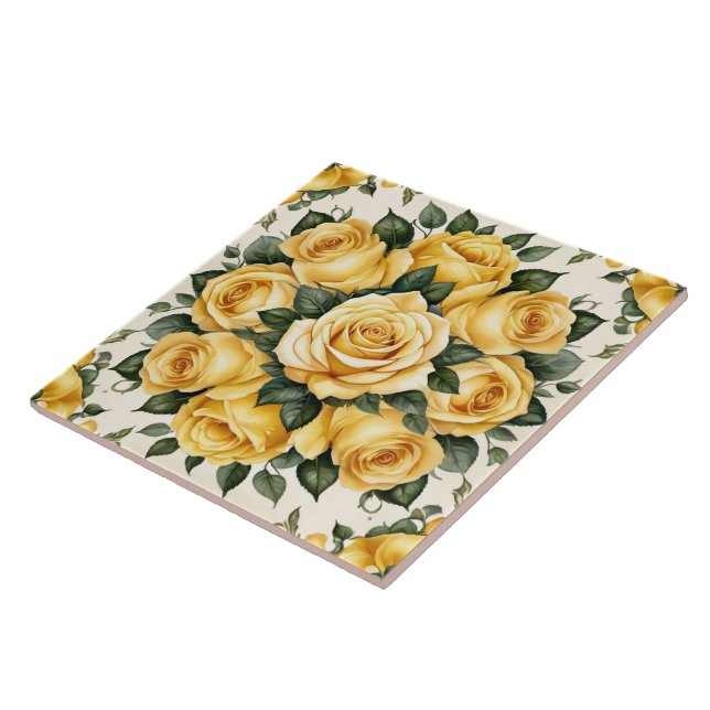 Trendy Yellow Rose Beautiful Collection Tile (Side)