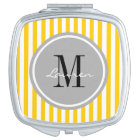 Trendy Yellow Stripes Personalised Compact Mirror