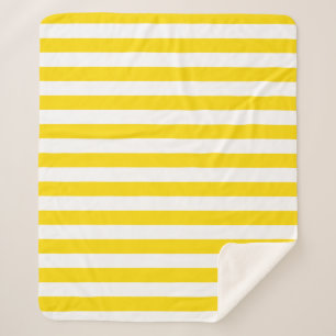 Trendy Yellow White Stripes Custom Template Medium Sherpa Blanket