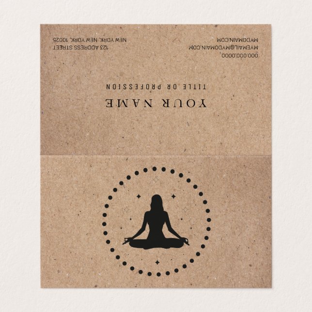 Trendy Yoga Instructor Professional Logo Business Business Card (Outside Unfolded)