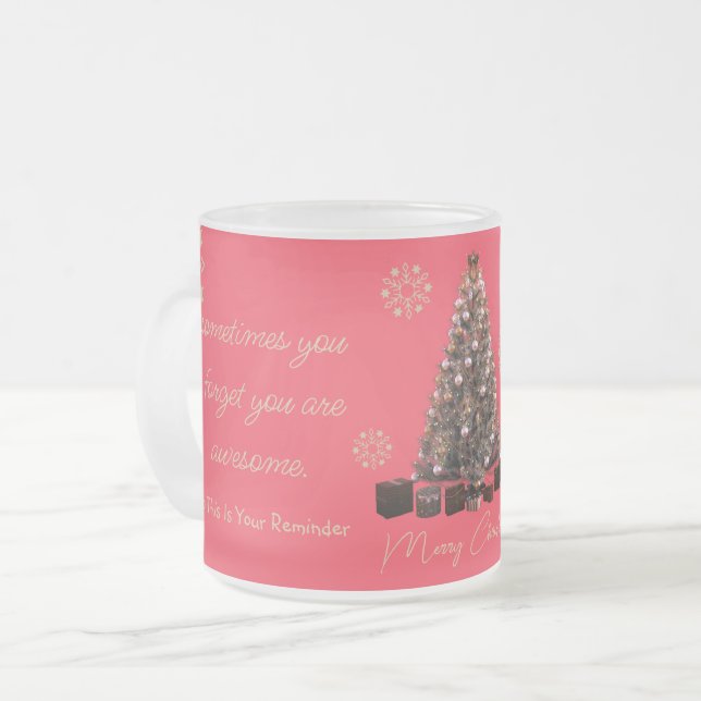Trendy You Are Awesome Merry Christmas Frosted Glass Coffee Mug (Front Left)