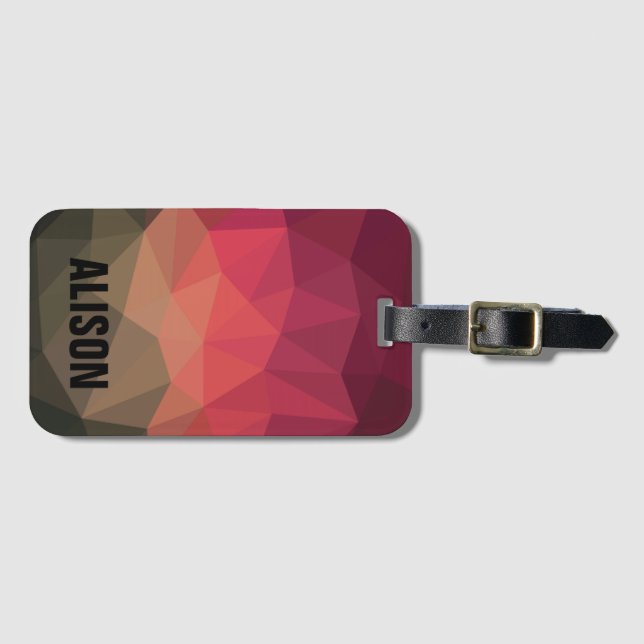 Trendy youthful bold ombre custom name luggage tag (Front Horizontal)