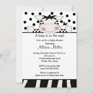 Trendy Zebra Baby Shower Invitation