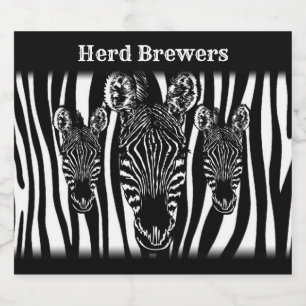 Trendy Zebra  Herd on Zebra Print Beer Bottle Label