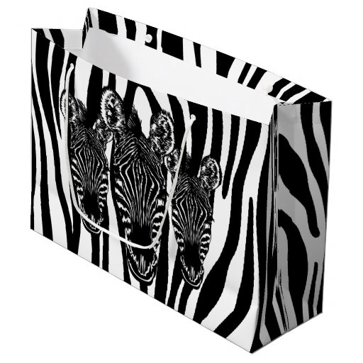Image of Trendy Zebra Herd on Zebra Print Large Gift Bag