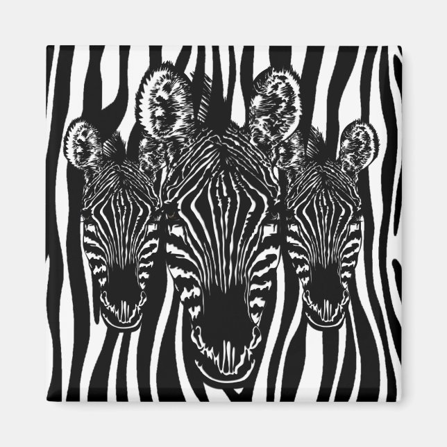 Trendy Zebra  Herd on Zebra Print Magnet (Front)