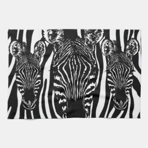 Trendy Zebra  Herd on Zebra Print Tea Towel