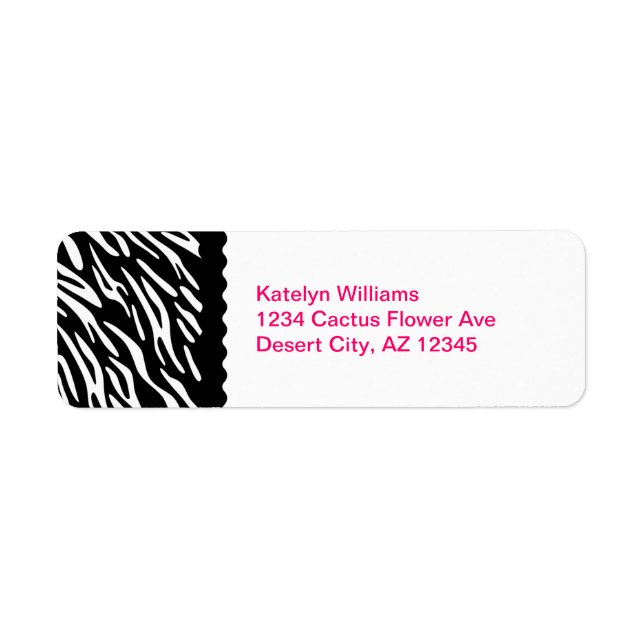 Trendy Zebra Personalised Address Label (Front)