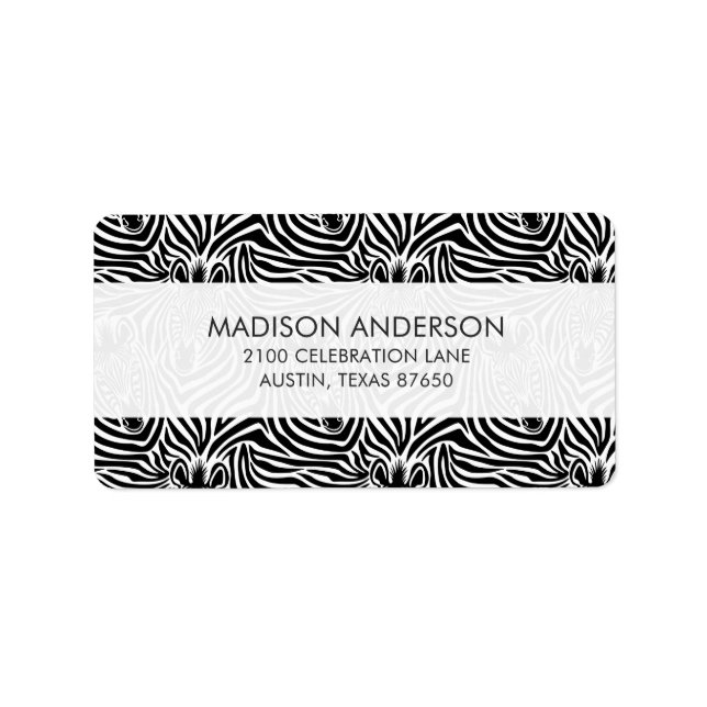 Trendy Zebra Print Black And White Pattern Label (Front)