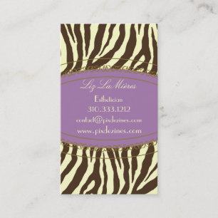 Trendy zebra print, dark brown business card