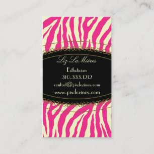 Trendy zebra print, hot pink business card