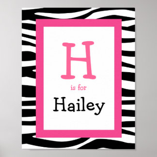 Trendy Zebra Print Nursery Wall Art Name Print