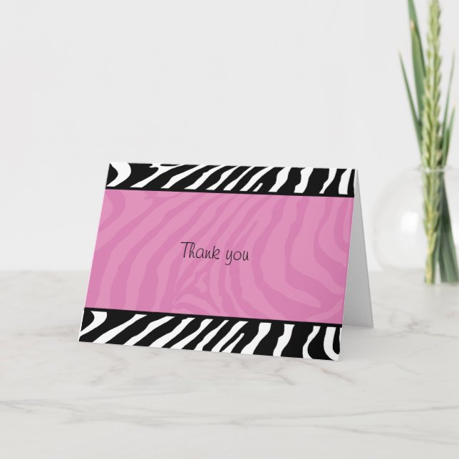 Trendy Zebra Stripe Folded Thank you note (Front)