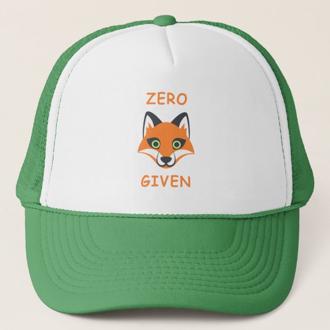 Trendy Zero Fox Given phrase Emoji Cartoon Trucker Hat (Front)