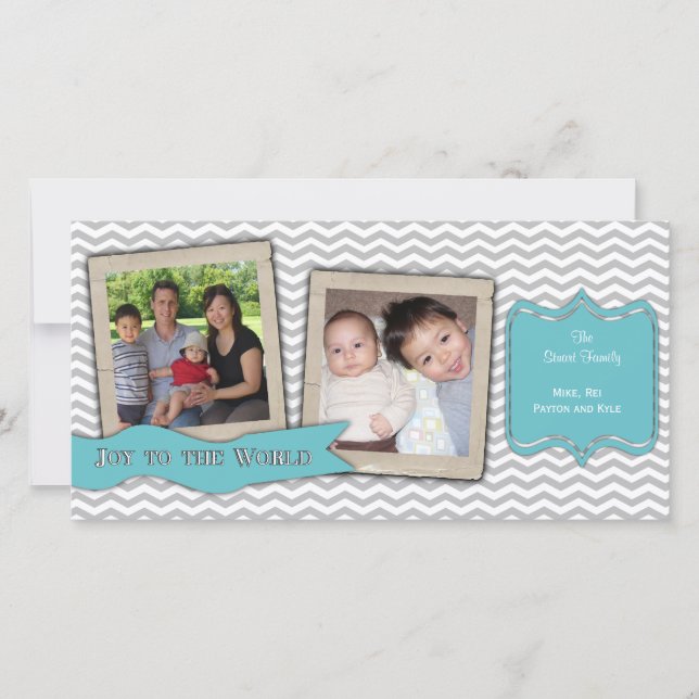 Trendy Zigzag Holiday Photo Card (Front)