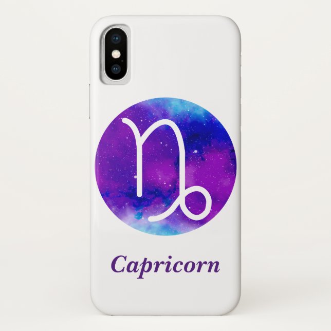 Trendy Zodiac Sign Capricorn Purple Nebula Case-Mate iPhone Case (Back)