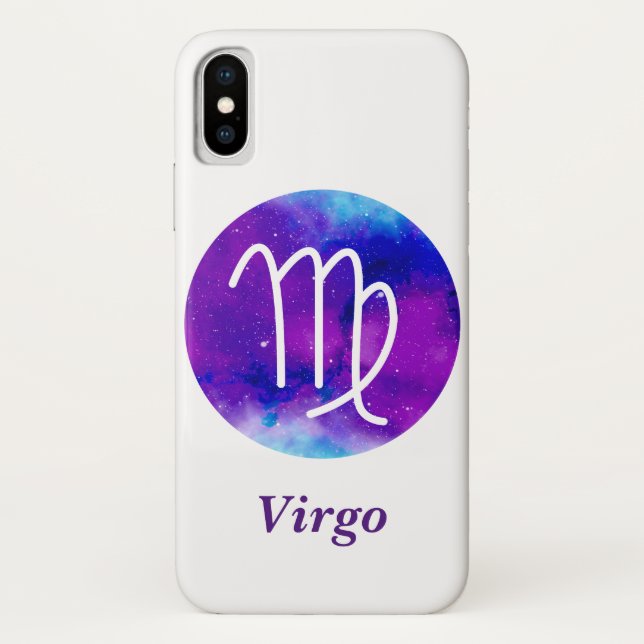 Trendy Zodiac Sign Virgo Purple Nebula Case-Mate iPhone Case (Back)