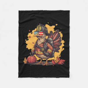 Trendyz Design Men's Thanksgiving Firefighter - Bl Fleece Blanket