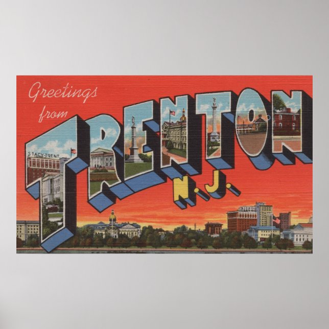 Trenton, New Jersey - Large Letter Scenes Poster (Front)