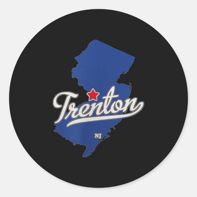 Trenton New Jersey Nj Map  Classic Round Sticker (Front)