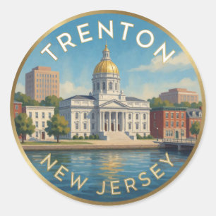 Trenton New Jersey Revolutionary Travel Classic Round Sticker