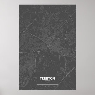 Trenton, New Jersey (white on black) Poster