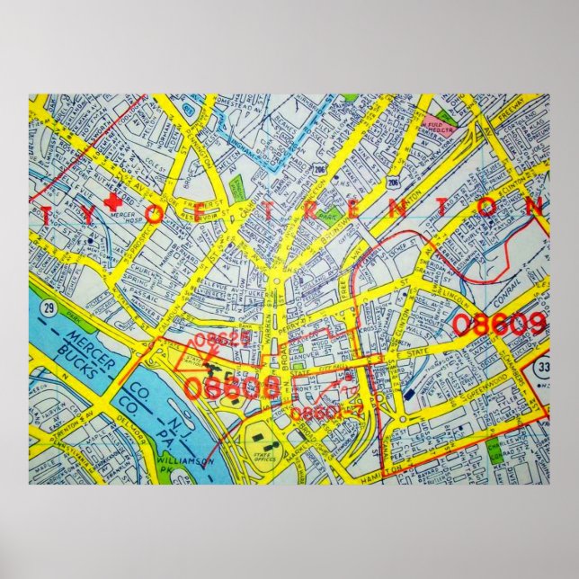 Trenton, NJ Vintage Map Poster (Front)