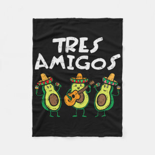 Tres Amigos Avocados Guac Cinco De Mayo Fiesta Mex Fleece Blanket