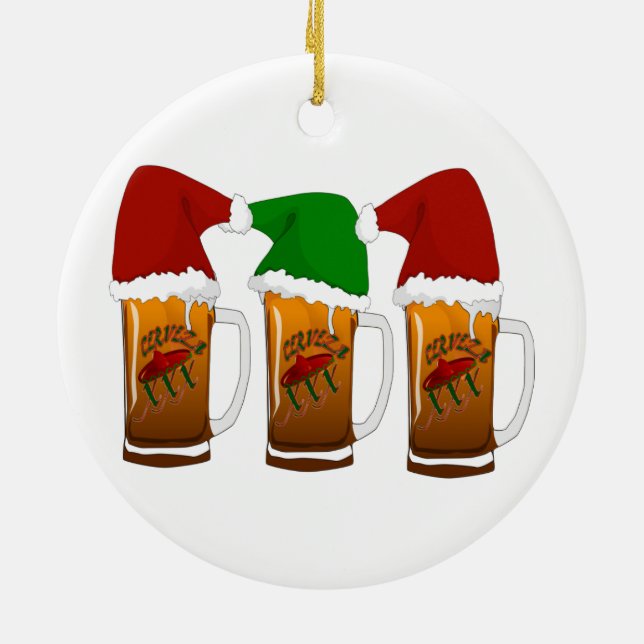Tres Amigos Cerveza Christmas  Ceramic Tree Decoration (Back)