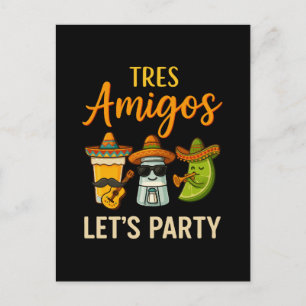 Tres Amigos Tequila Salt Lime Cinco De Mayo Holiday Postcard