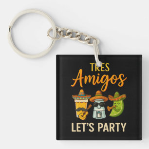 Tres Amigos Tequila Salt Lime Cinco De Mayo Key Ring
