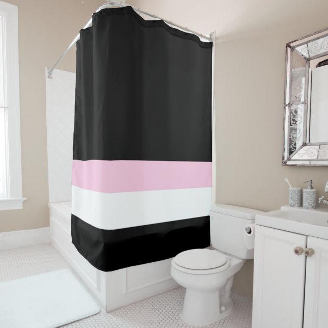 Très Chic Black Shower Curtain (In Situ)