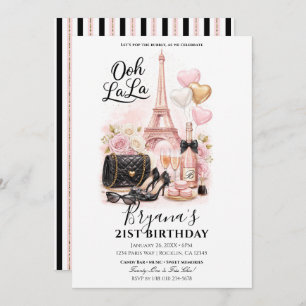 Très Chic in the City Pink Paris 21st Birthday  Invitation