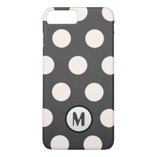 Tres Chic Polka Dots Black Beige Monogram iPhone 8 Plus/7 Plus Case