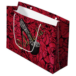 Tres Chic Rouge Fleurs Large Gift Bag