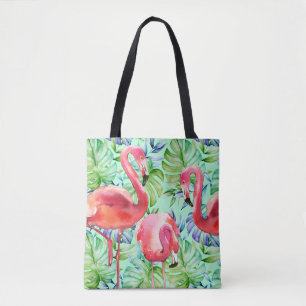 Tres Flamingos Pink Flamingo Tropical Tote Bag