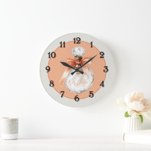 Très Jolie (very pretty) Perfume Bottle Ribbon Large Clock