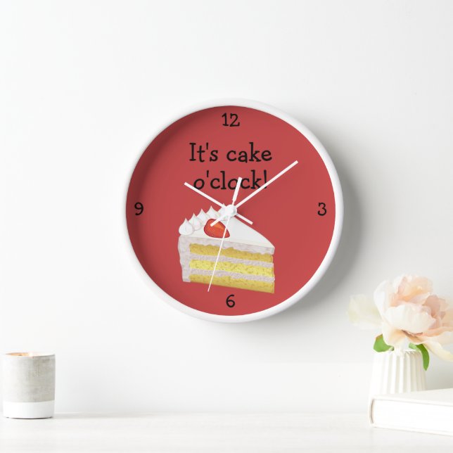 Tres Leches Flavour Cake O'Clock dessert theme red Clock (Home)