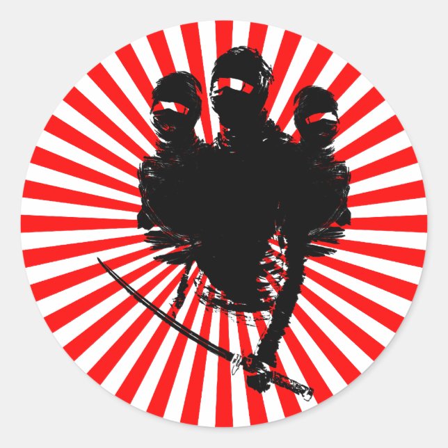 tres ninjas. classic round sticker (Front)