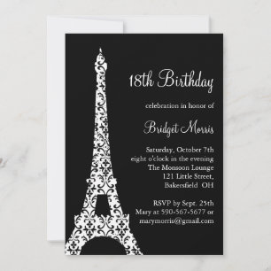 Tres Paris Birthday Invitation (black)