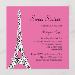 Tres Paris Birthday Invitation (fuchsia)