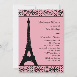 Tres Paris Rehearsal Dinner Invite(pink) Invitation
