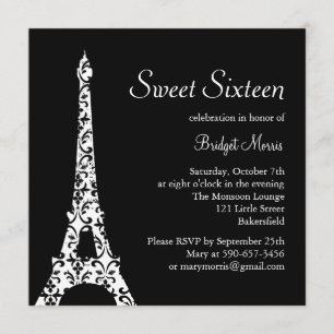 Tres Paris Sweet Sixteen Birthday Invitation