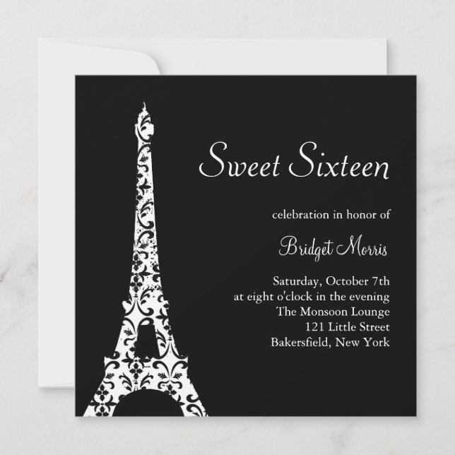 Tres Paris Sweet Sixteen Birthday Invitation 2 (Front)